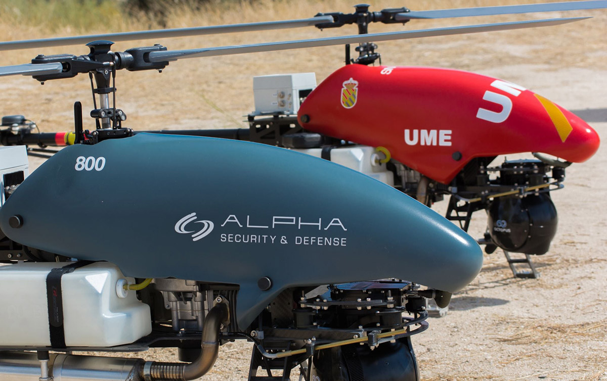Helicóptero UAV español A-800, que cuenta con la solución de control de vuelo de UAV Navigation.